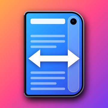 Widen app icon: a folded phone with arrows pointing out to both edges